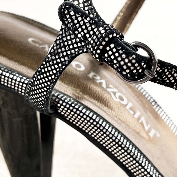 CARLO PAZOLINI Black Satin Bow Sparkle Sandals - Picture 4 of 9